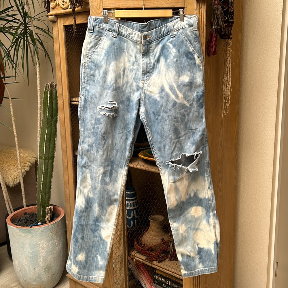Carhartt Blue and White Relaxed Men Jeans